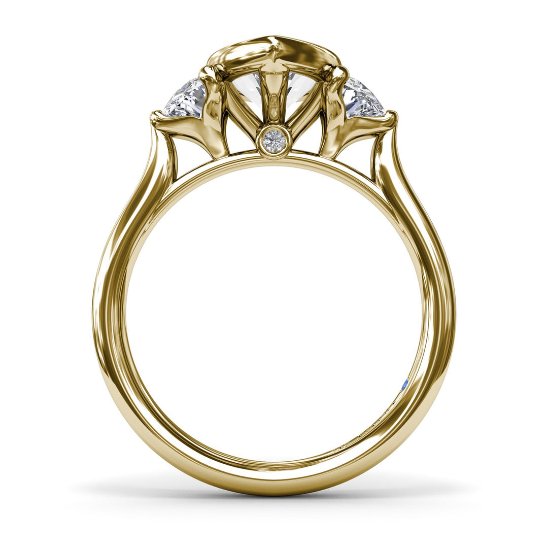 Marquise & Half Moon Diamond Engagement Ring