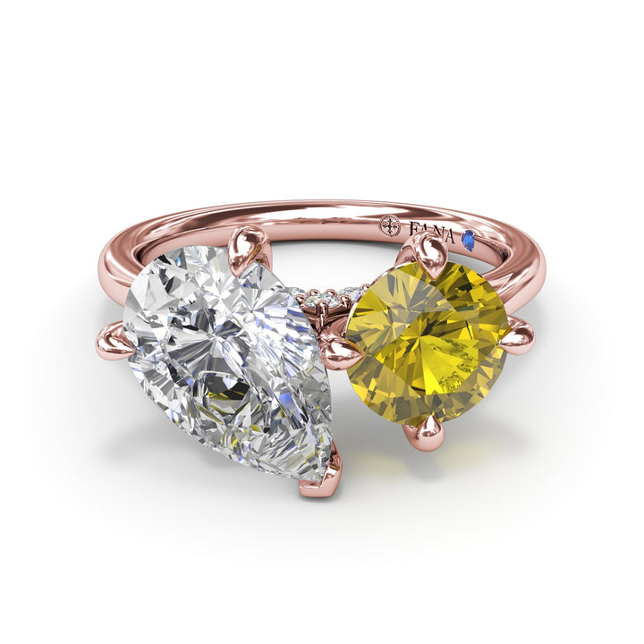 Toi et Moi Yellow Diamond Engagement Ring