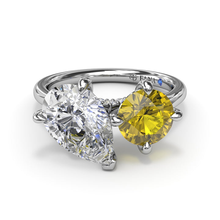 Toi et Moi Yellow Diamond Engagement Ring