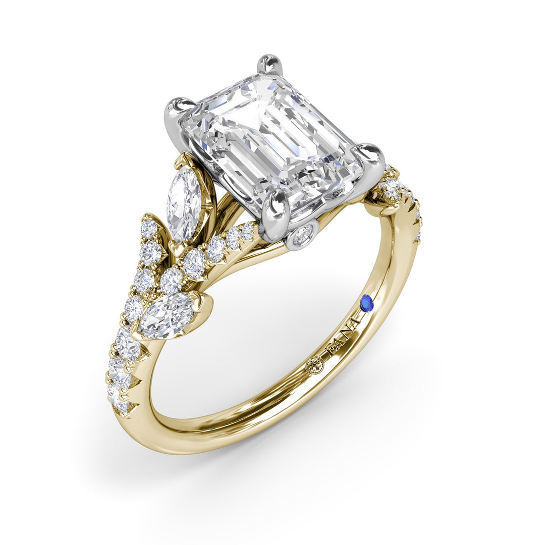 Emerald Cut Vine-Inspired Engagement Ring