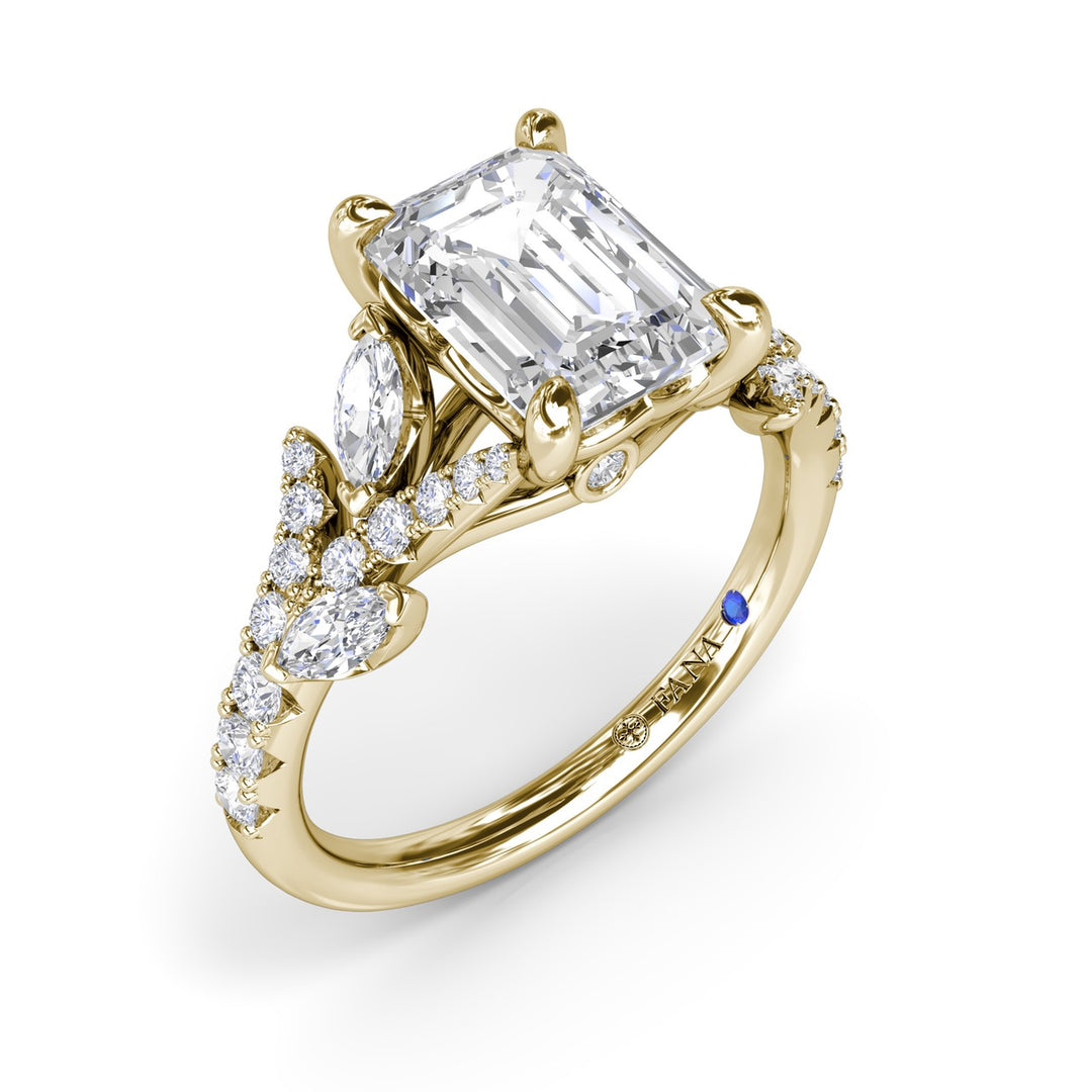 Emerald Cut Vine-Inspired Engagement Ring