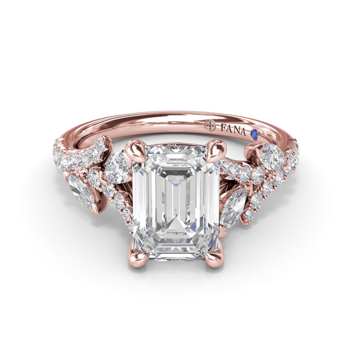 Emerald Cut Vine-Inspired Engagement Ring