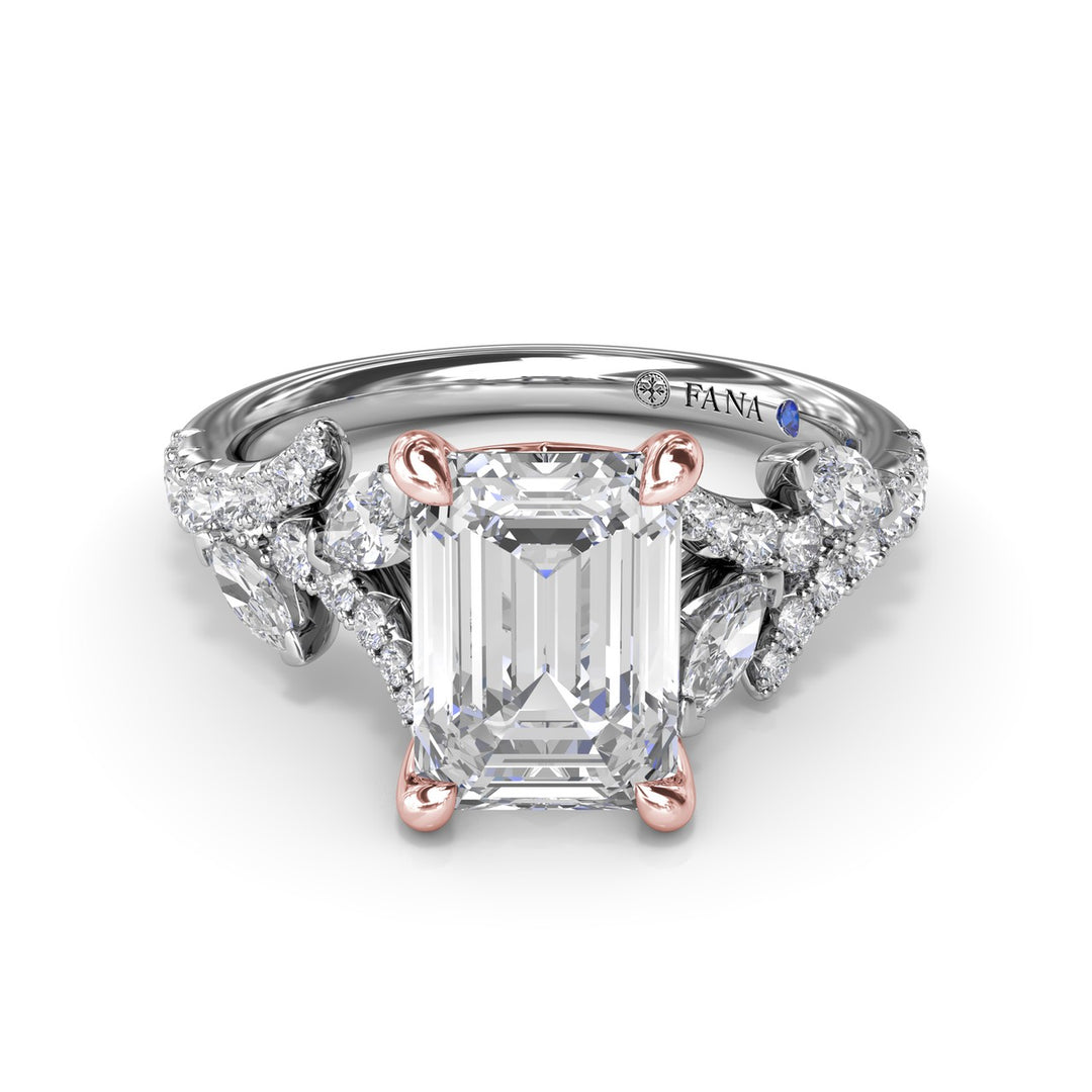 Emerald Cut Vine-Inspired Engagement Ring