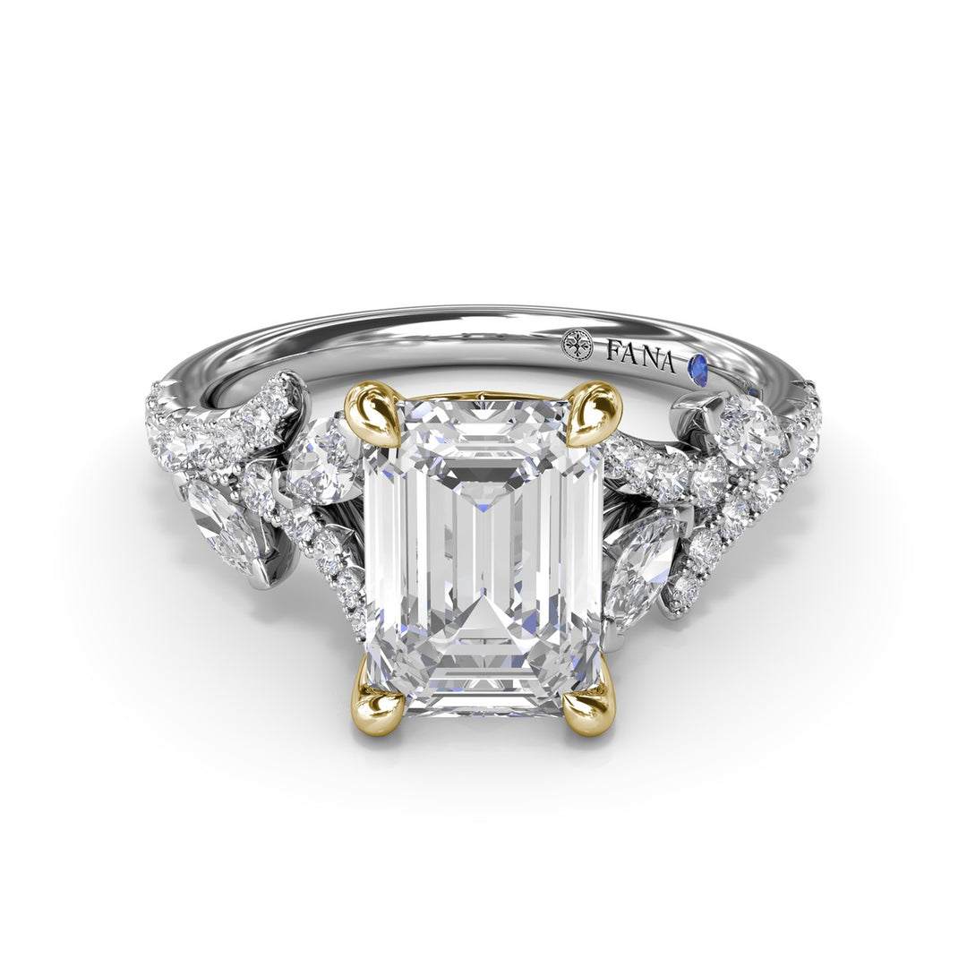 Emerald Cut Vine-Inspired Engagement Ring