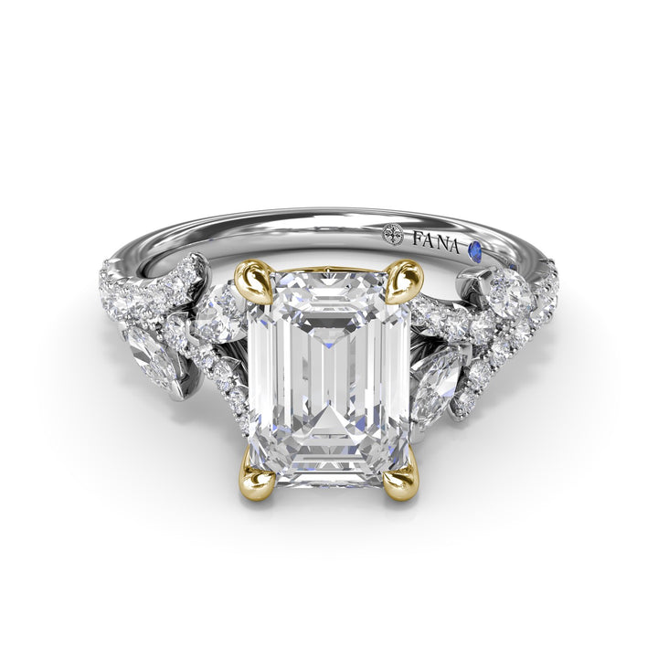 Emerald Cut Vine-Inspired Engagement Ring
