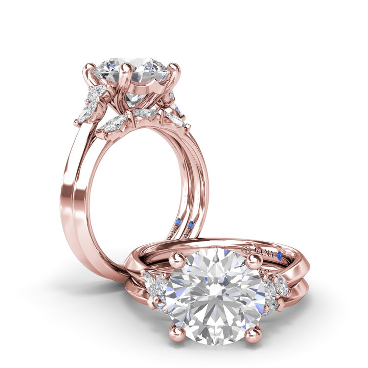 Marquise and Pear Side Stone Diamond Engagement Ring