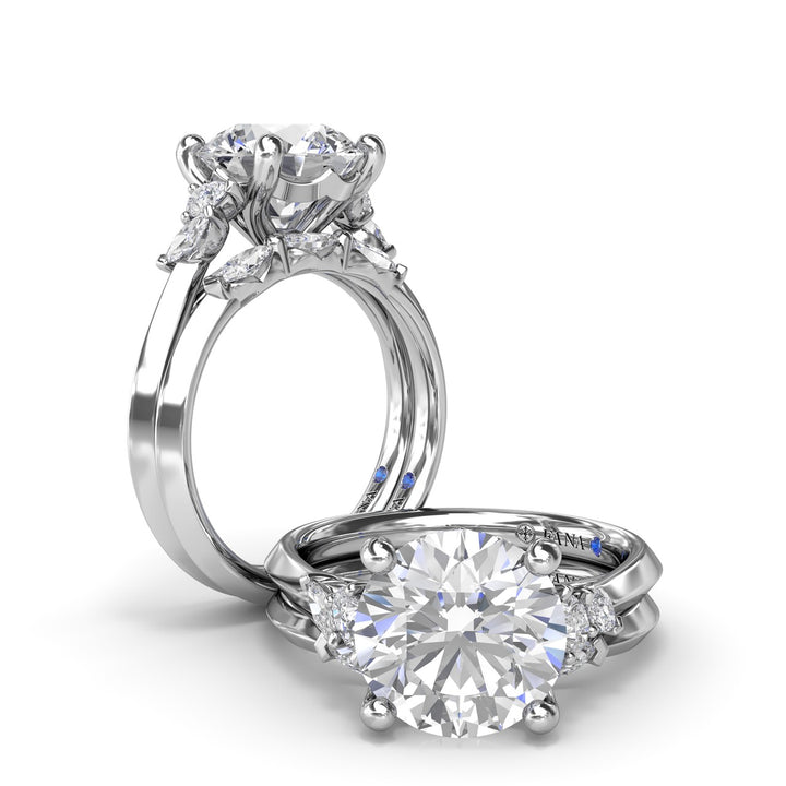Marquise and Pear Side Stone Diamond Engagement Ring