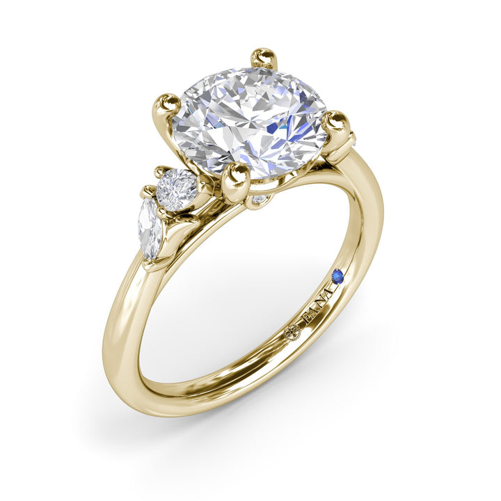 Pear and Marquise Side Stone Diamond Engagement Ring