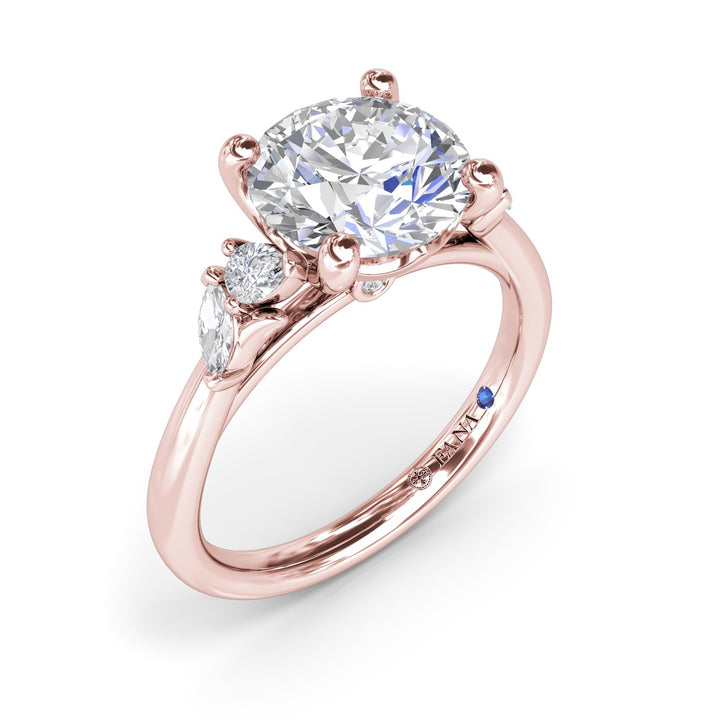 Pear and Marquise Side Stone Diamond Engagement Ring