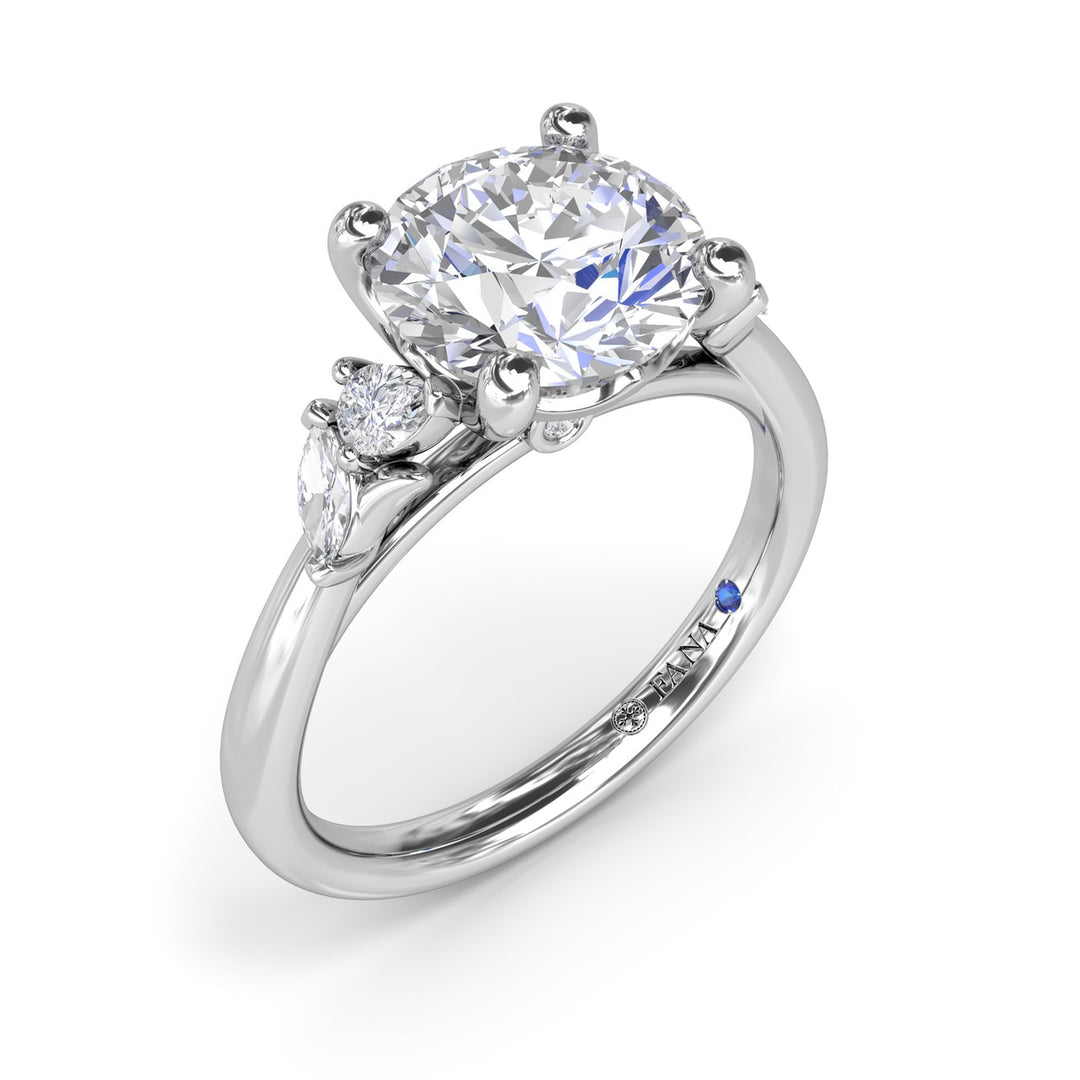 Pear and Marquise Side Stone Diamond Engagement Ring