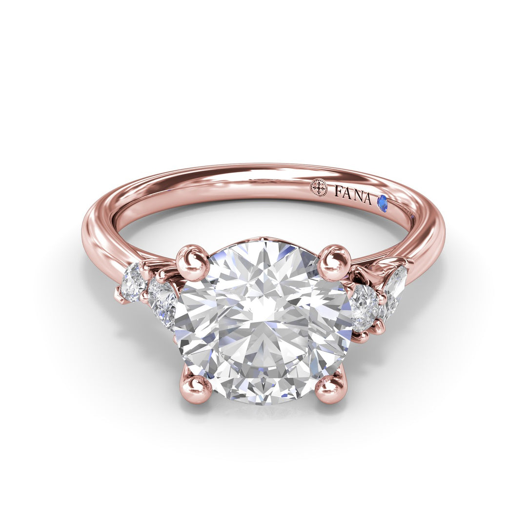 Pear and Marquise Side Stone Diamond Engagement Ring