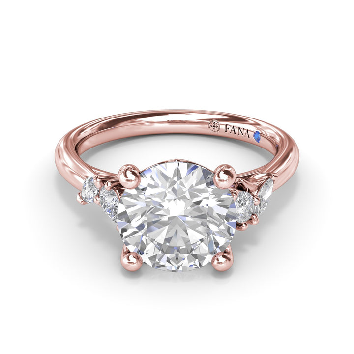 Pear and Marquise Side Stone Diamond Engagement Ring