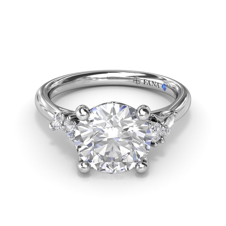 Pear and Marquise Side Stone Diamond Engagement Ring