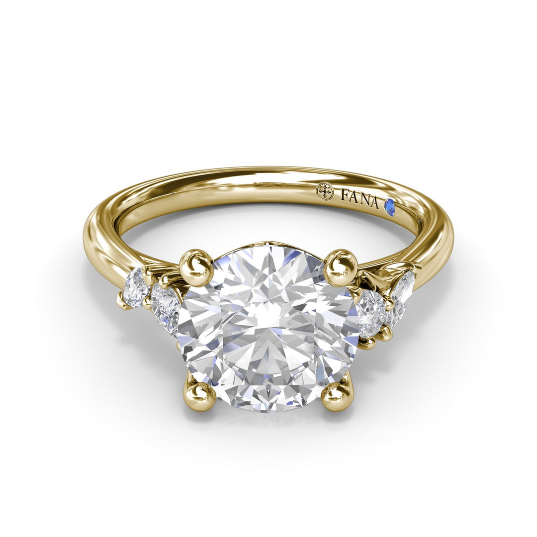 Pear and Marquise Side Stone Diamond Engagement Ring