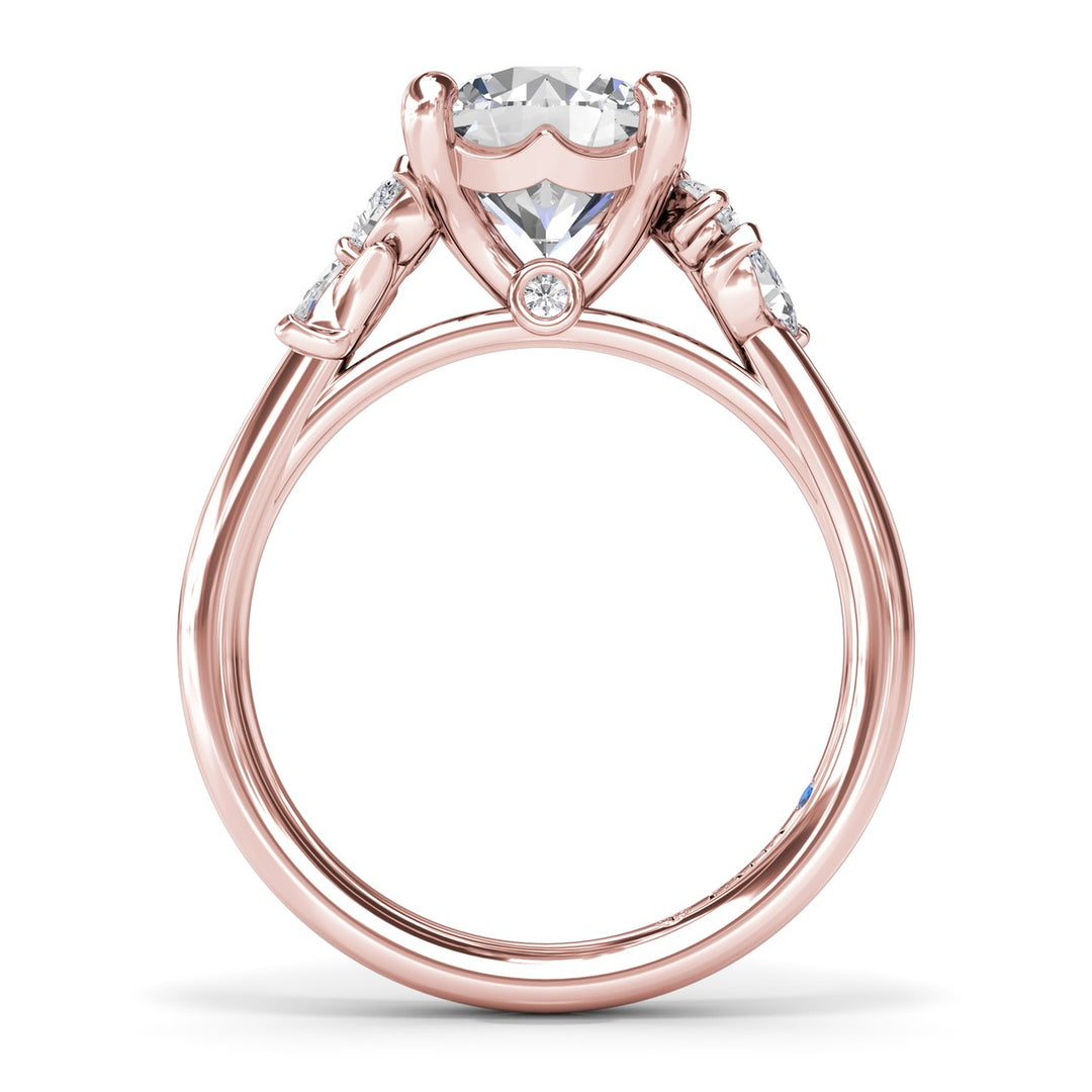 Pear and Marquise Side Stone Diamond Engagement Ring