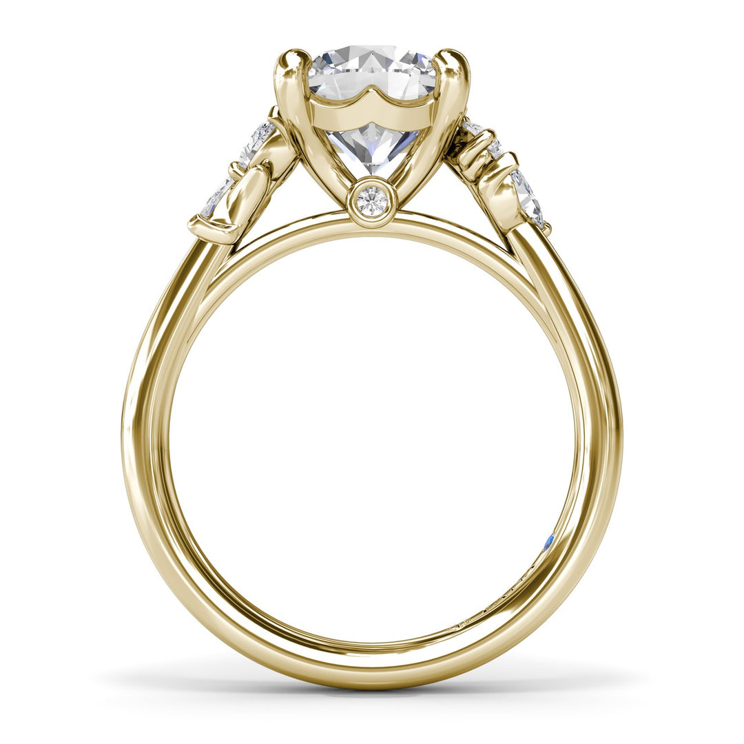 Pear and Marquise Side Stone Diamond Engagement Ring