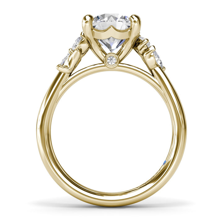 Pear and Marquise Side Stone Diamond Engagement Ring