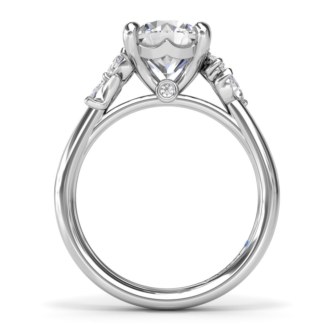 Pear and Marquise Side Stone Diamond Engagement Ring