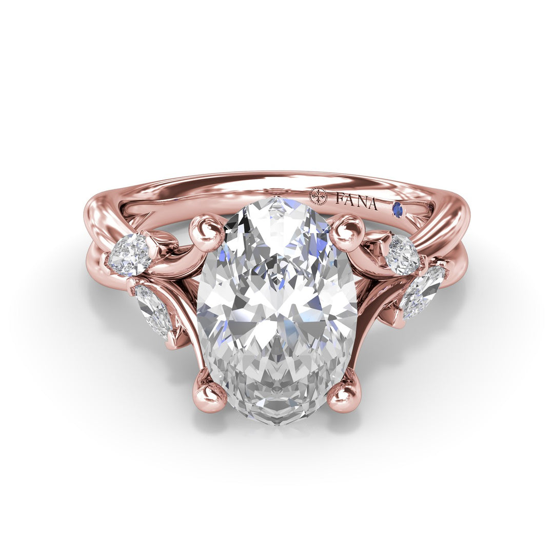 Vine-Inspired Oval Diamond Engagement Ring