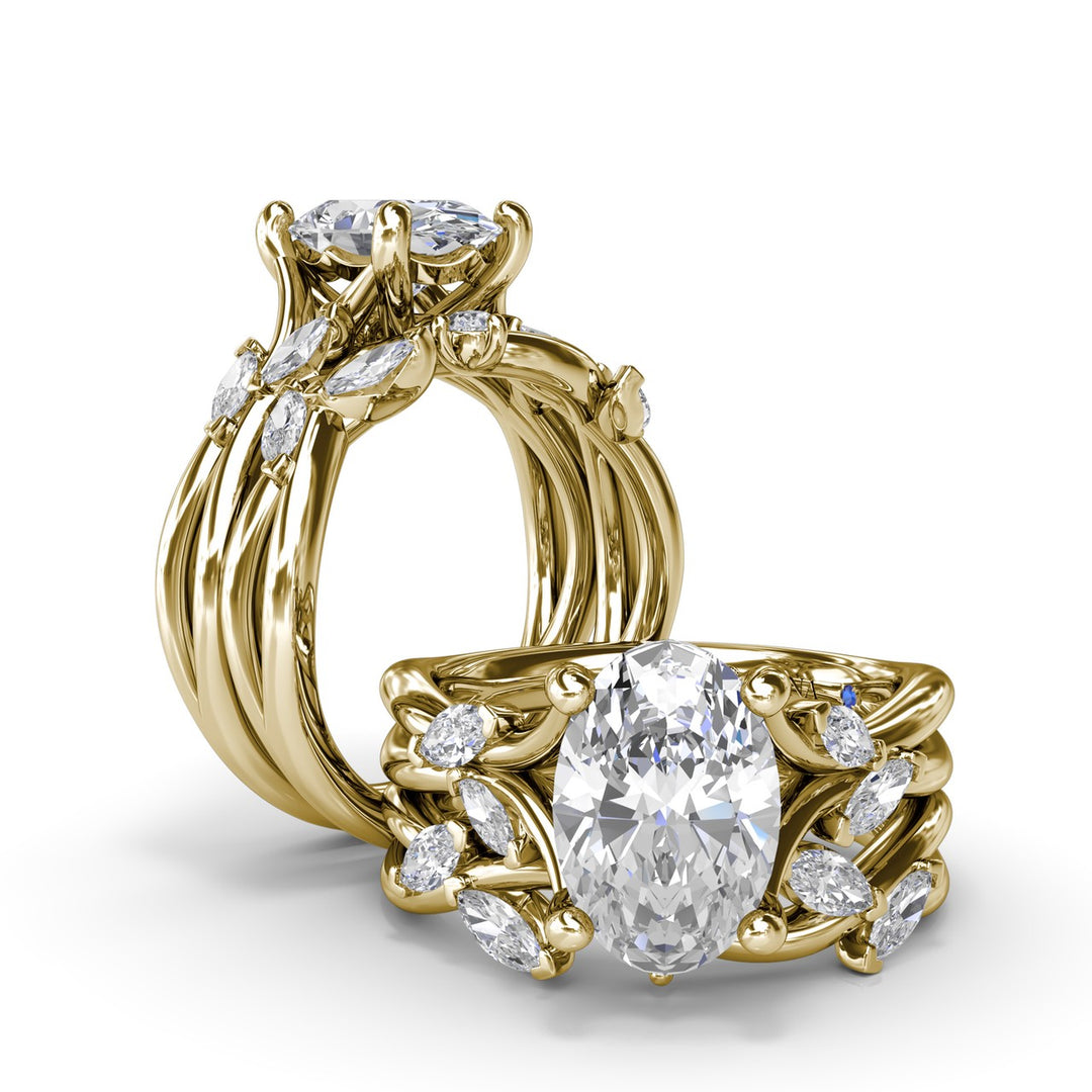 Vine-Inspired Oval Diamond Engagement Ring