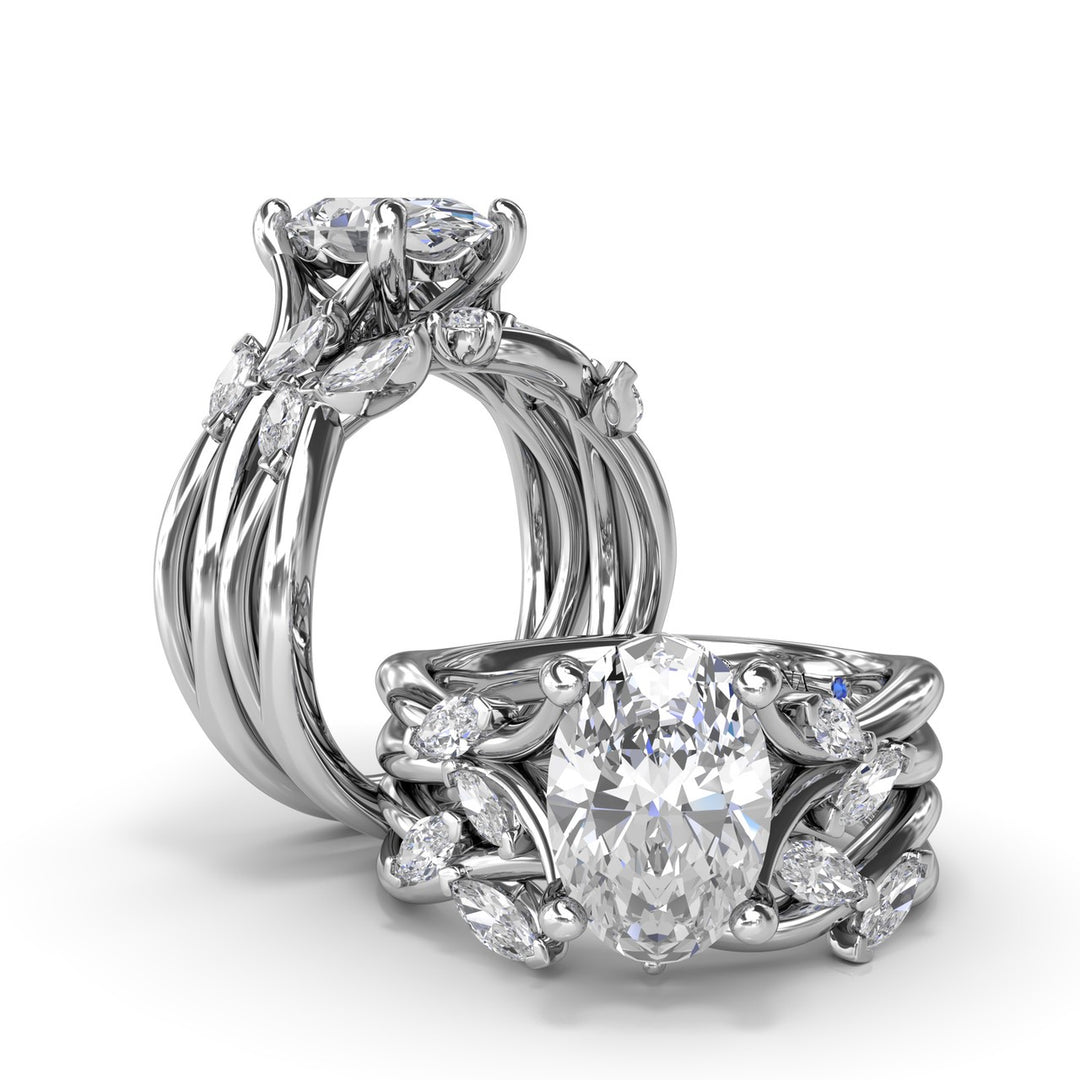 Vine-Inspired Oval Diamond Engagement Ring