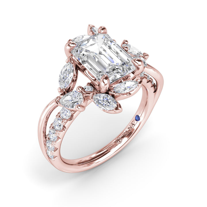 Vine-Inspired Emerald Cut Engagement Ring