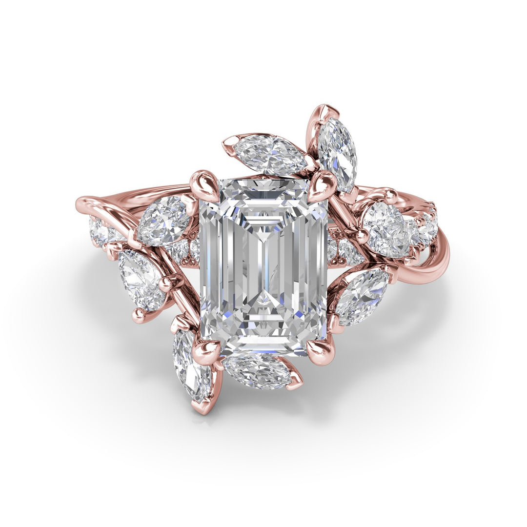 Vine-Inspired Emerald Cut Engagement Ring