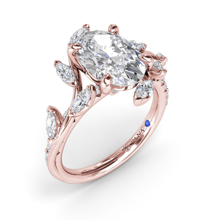 Vine-Inspired Oval Diamond Engagement Ring