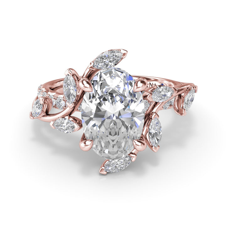 Vine-Inspired Oval Diamond Engagement Ring