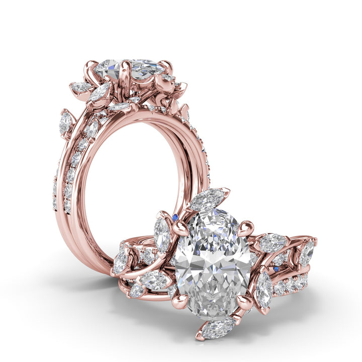 Vine-Inspired Oval Diamond Engagement Ring