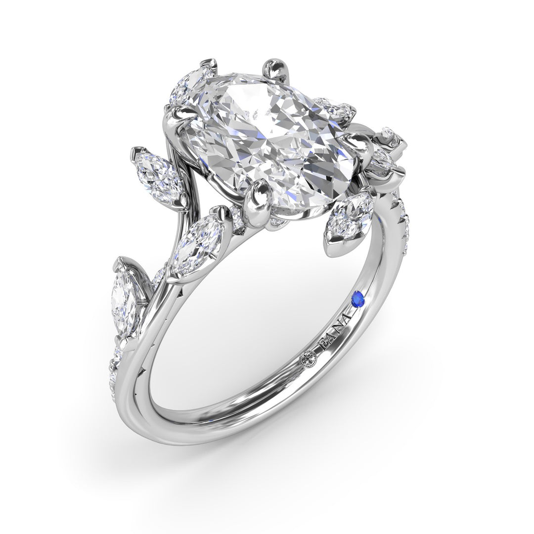 Vine-Inspired Oval Diamond Engagement Ring