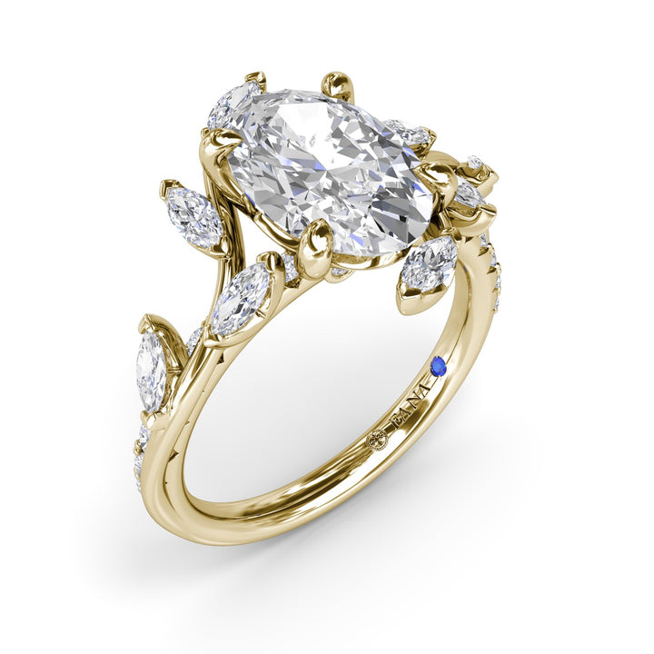 Vine-Inspired Oval Diamond Engagement Ring