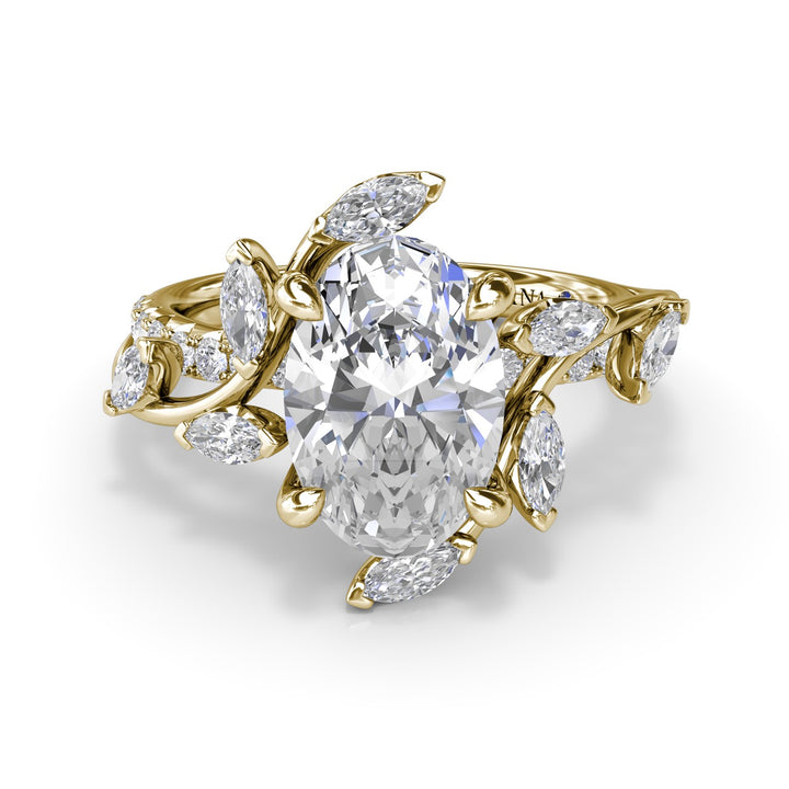 Vine-Inspired Oval Diamond Engagement Ring