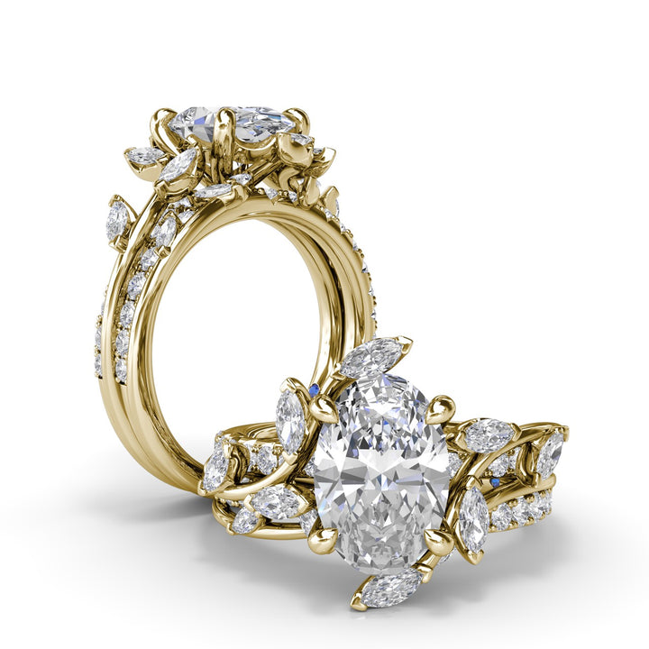 Vine-Inspired Oval Diamond Engagement Ring