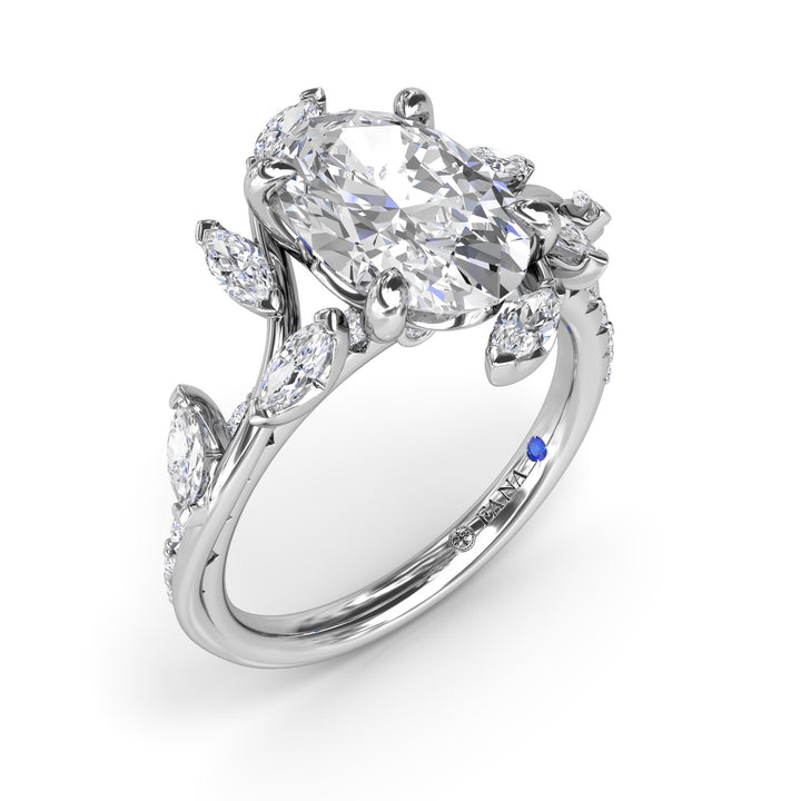 Vine-Inspired Oval Diamond Engagement Ring