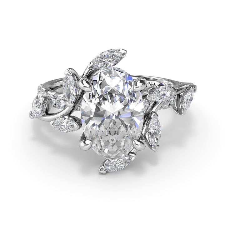 Vine-Inspired Oval Diamond Engagement Ring