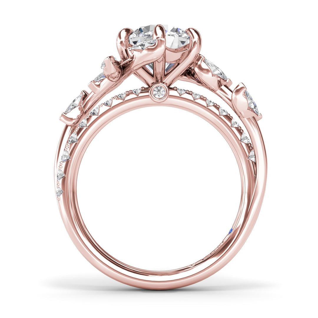 Vine-Inspired Split Round Diamond Engagement Ring