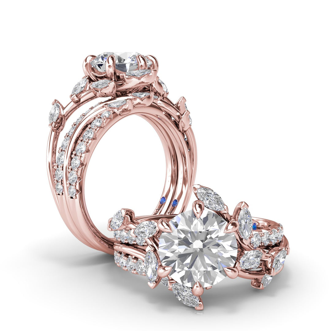 Vine-Inspired Split Round Diamond Engagement Ring