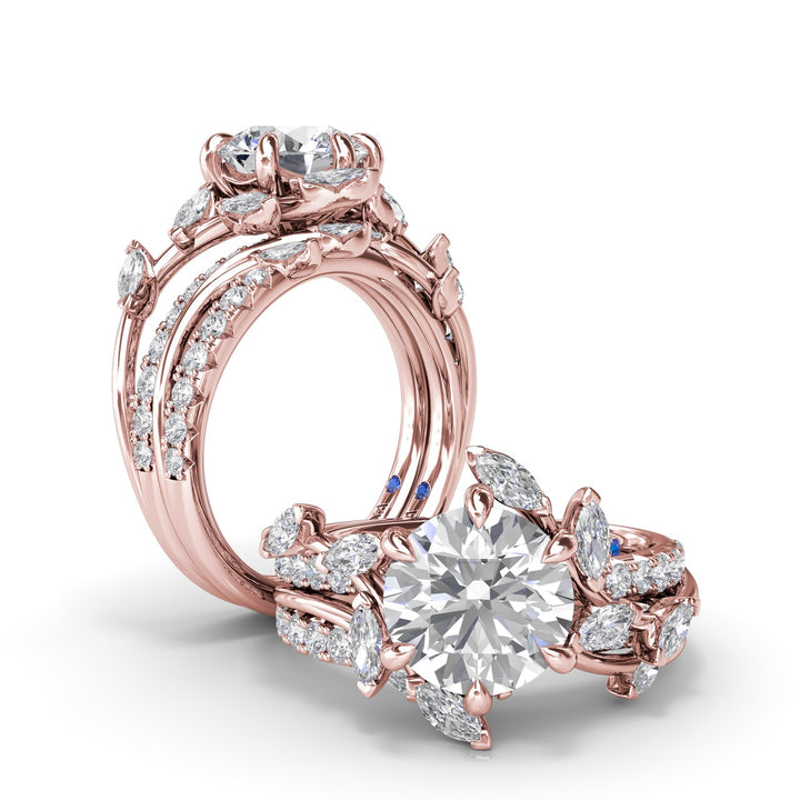 Vine-Inspired Split Round Diamond Engagement Ring