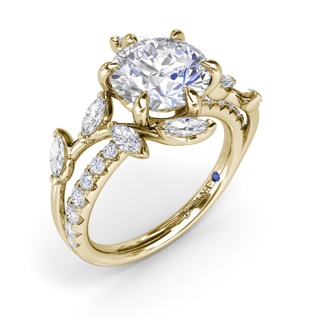 Vine-Inspired Split Round Diamond Engagement Ring