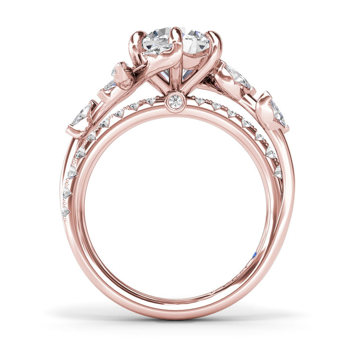 Vine-Inspired Split Round Diamond Engagement Ring