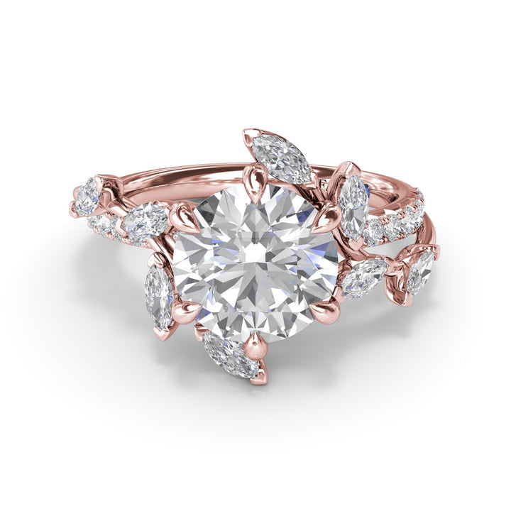 Vine-Inspired Split Round Diamond Engagement Ring