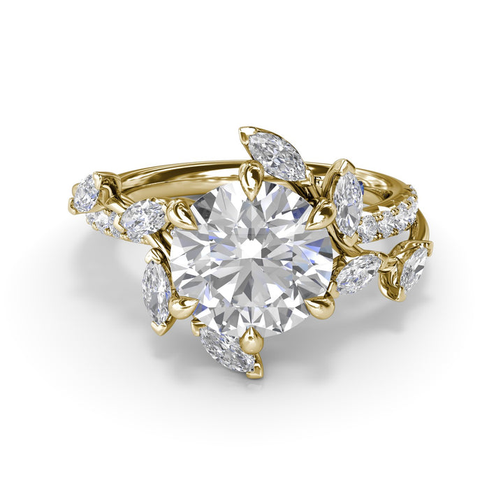Vine-Inspired Split Round Diamond Engagement Ring