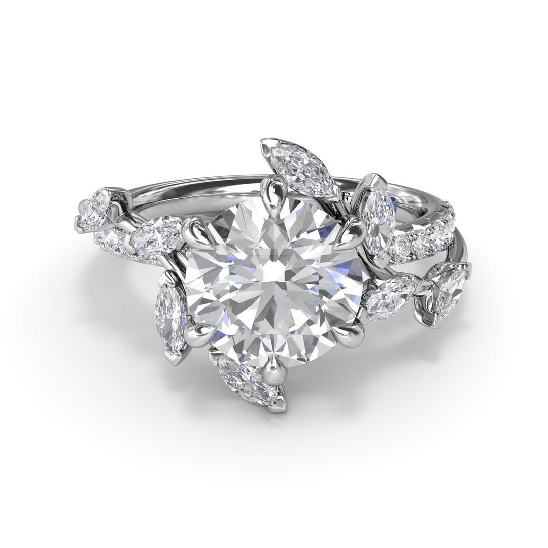 Vine-Inspired Split Round Diamond Engagement Ring