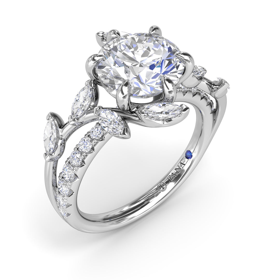 Vine-Inspired Split Round Diamond Engagement Ring