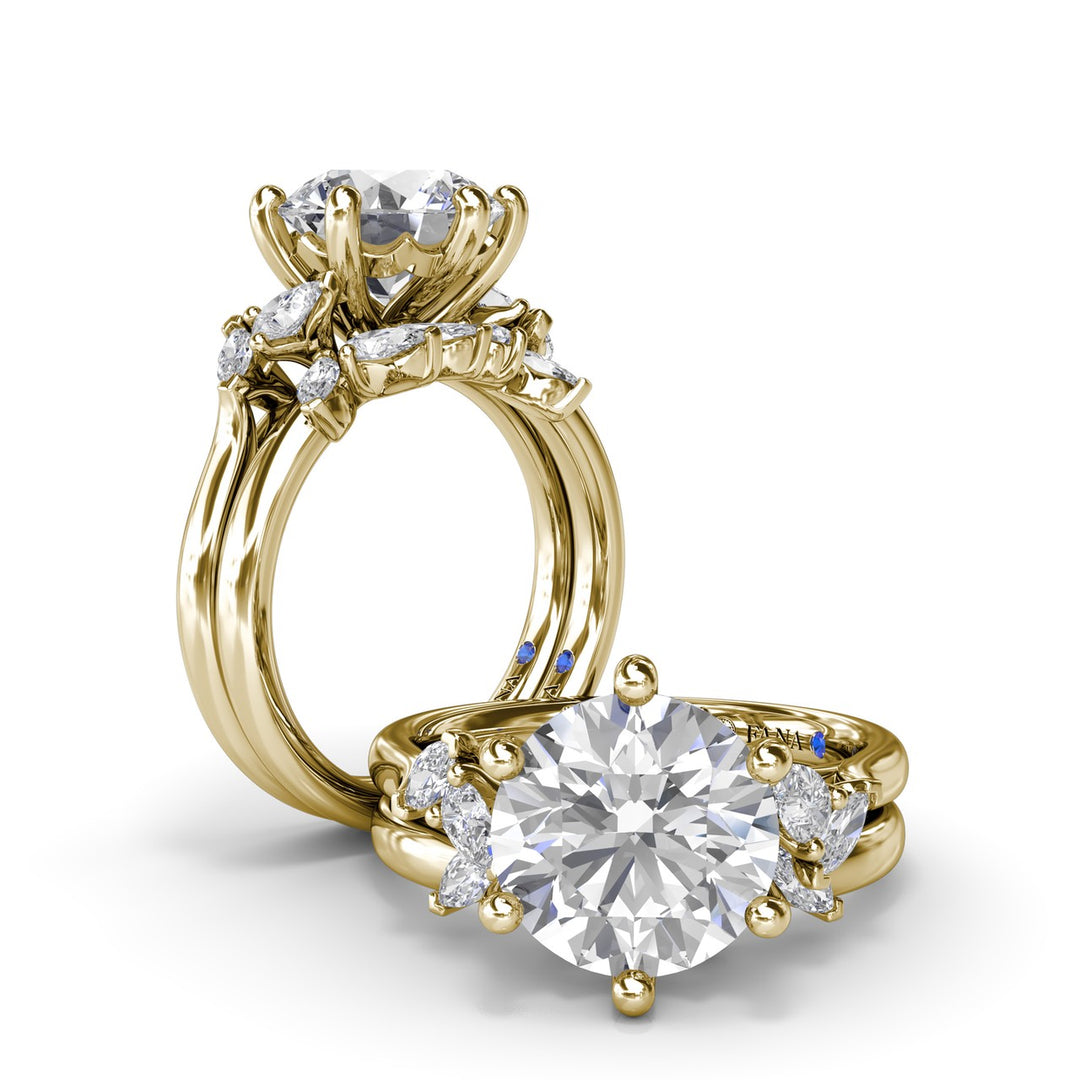 Vine-Inspired Split Round Diamond Engagement Ring