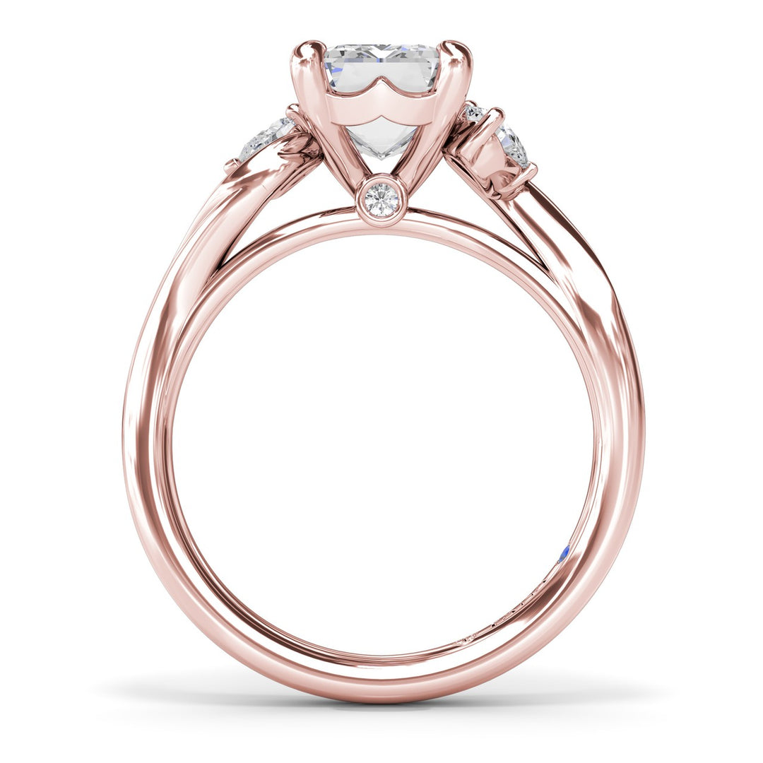 Three-Stone Curved Emerald Cut Engagement Ring