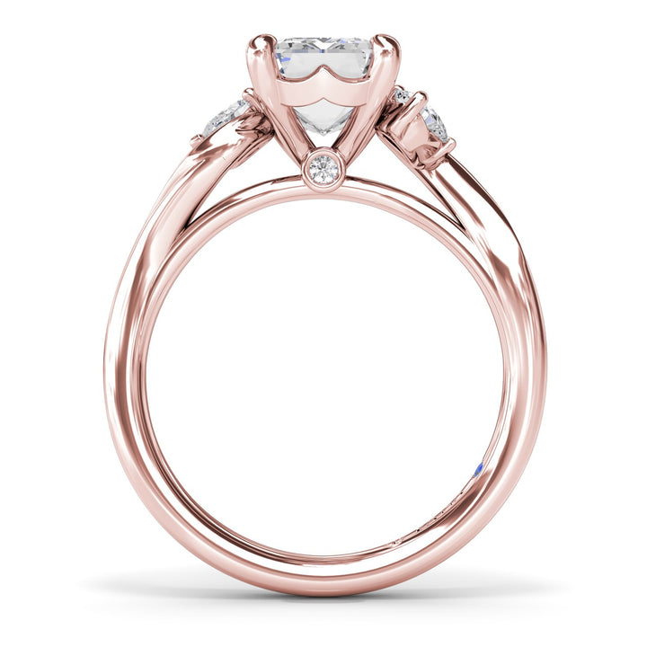 Three-Stone Curved Emerald Cut Engagement Ring