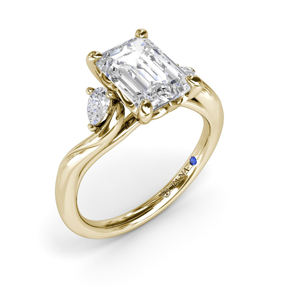 Three-Stone Curved Emerald Cut Engagement Ring