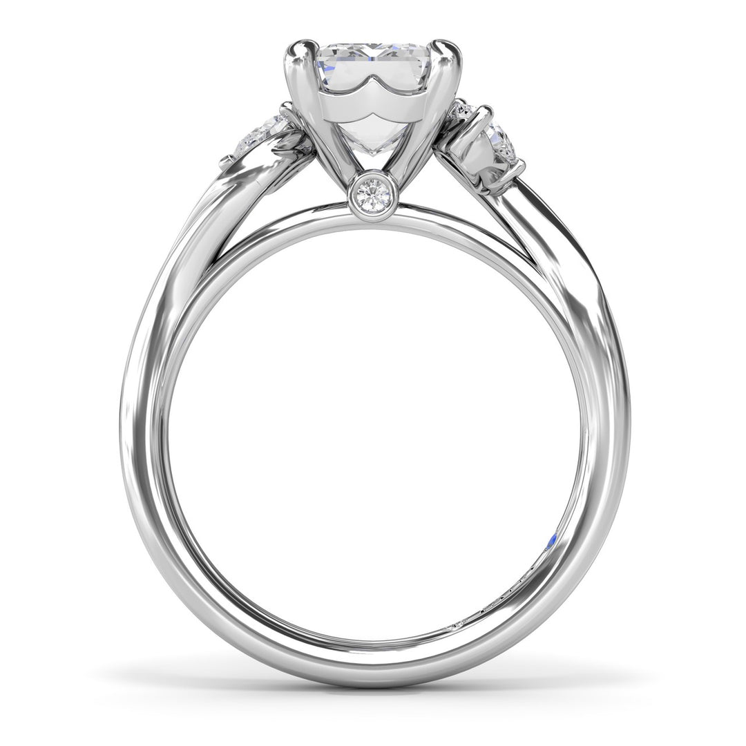 Three-Stone Curved Emerald Cut Engagement Ring